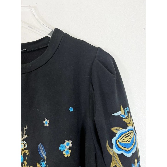 Drew Black Pullover Embroidered Sweatshirt Women's Size Medium - Picture 5 of 7